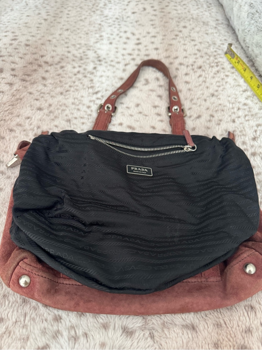 Prada Rust Brown Suede Shoulder Bag - Picture 6 of 15